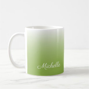 Personalised gradient ombre greenery green coffee mug