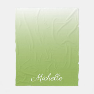 Personalised gradient ombre greenery green fleece blanket