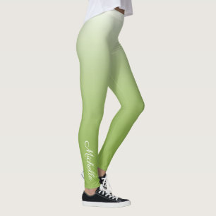 Personalised gradient ombre greenery green leggings