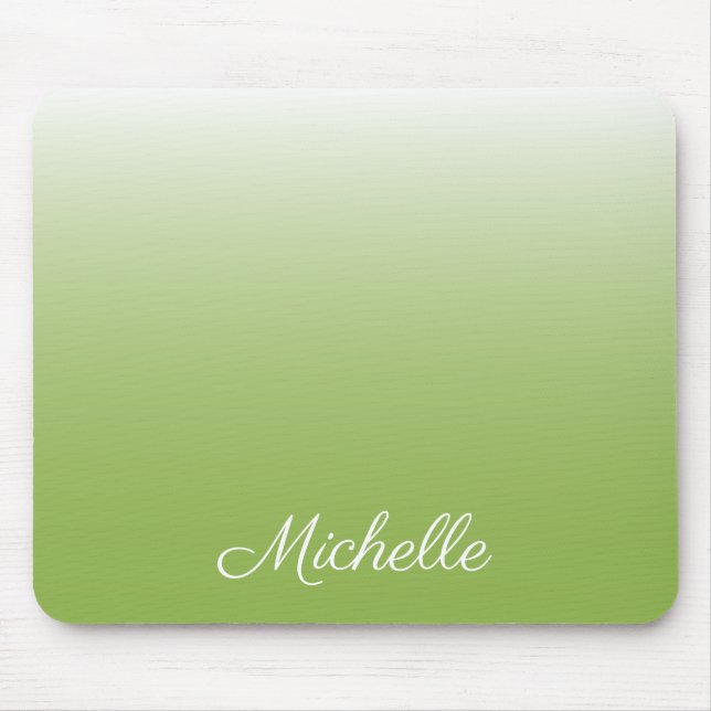 Personalised gradient ombre greenery green mouse pad (Front)