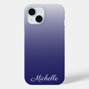 Personalised gradient ombre navy blue iPhone 15 case