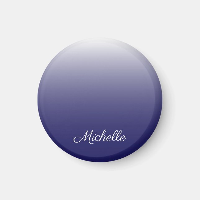Personalised gradient ombre navy blue magnet (Front)