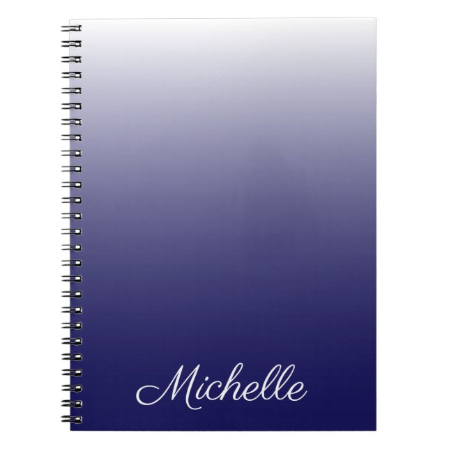 Personalised gradient ombre navy blue notebook (Front)