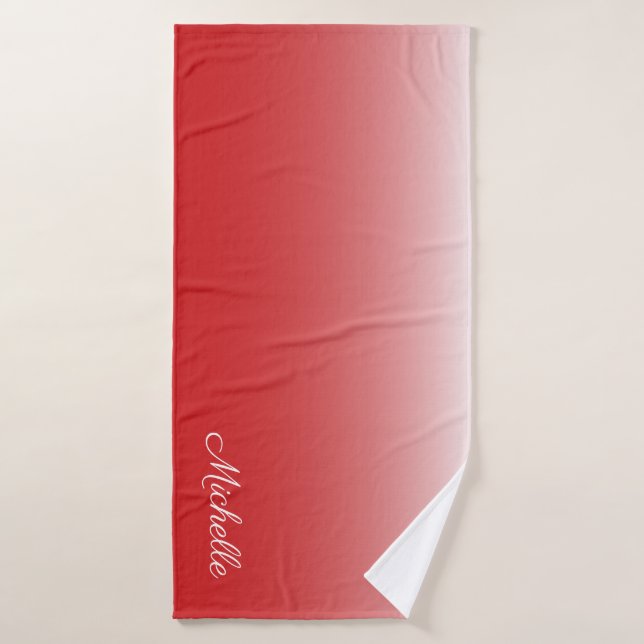 Personalised gradient ombre red bath towel (Bath Towel)