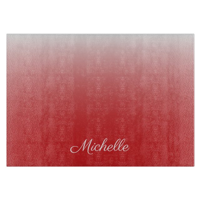 Personalised gradient ombre red cutting board (Front)