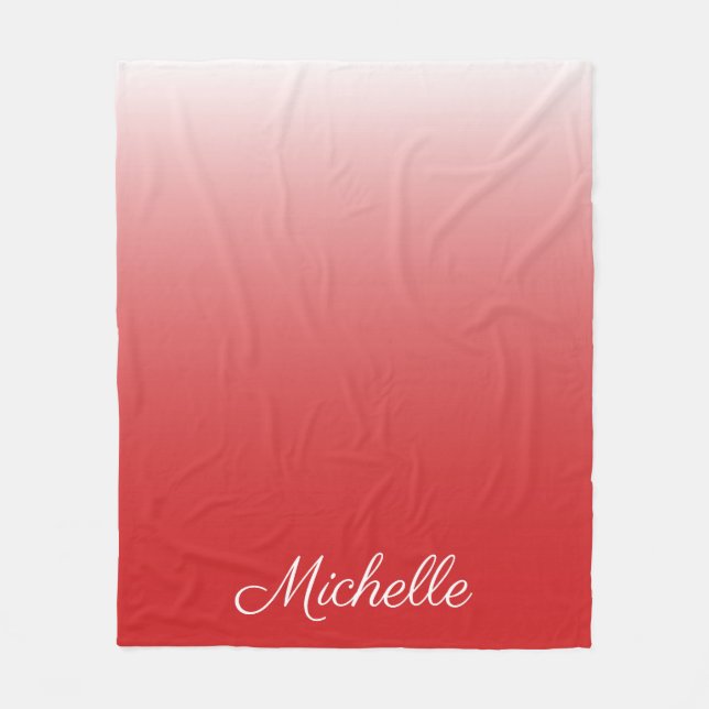 Personalised gradient ombre red fleece blanket (Front)