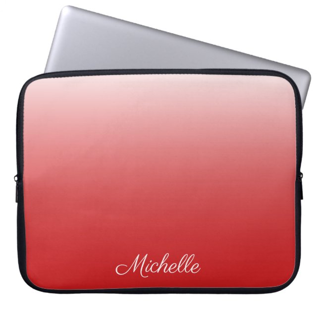 Personalised gradient ombre red laptop sleeve (Front)