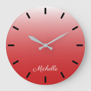 Personalised gradient ombre red large clock