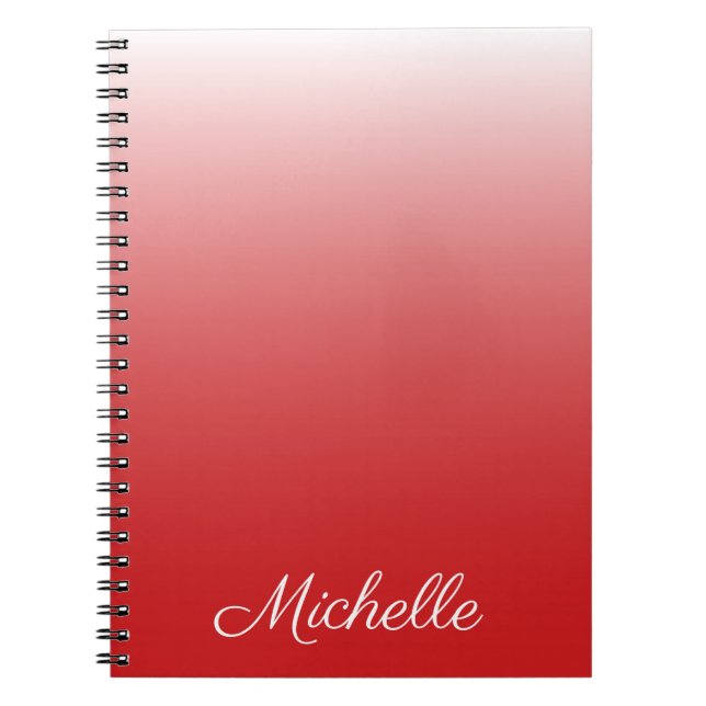 Personalised gradient ombre red notebook (Front)