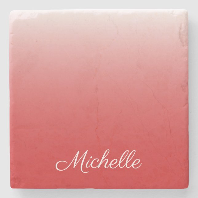 Personalised gradient ombre red stone coaster (Front)