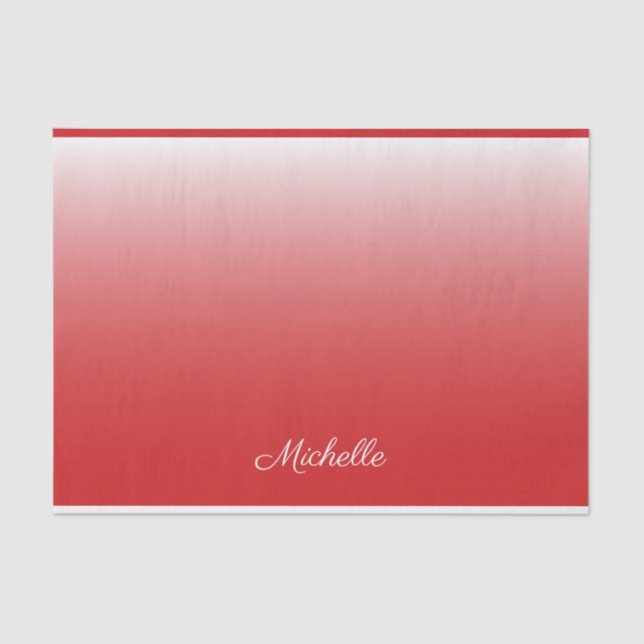 Personalised gradient ombre red tissue paper (Front)