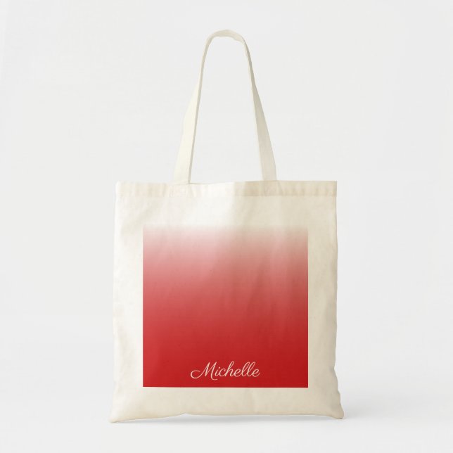 Personalised gradient ombre red tote bag (Front)