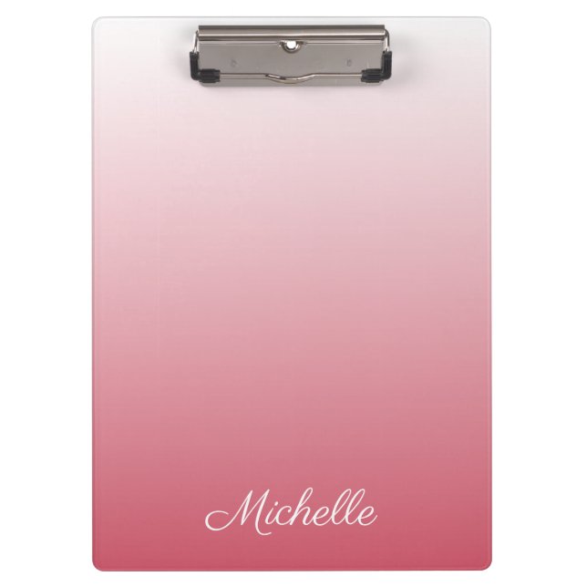 Personalised gradient ombre salmon pink clipboard (Front)