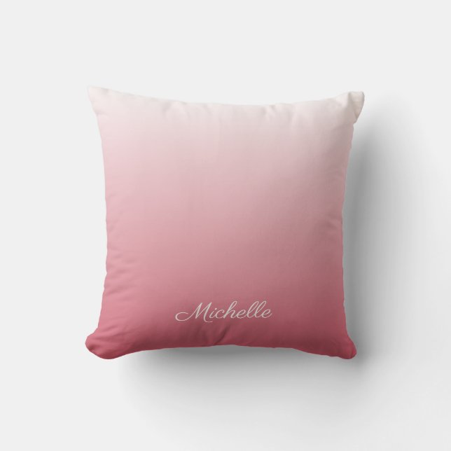 Personalised gradient ombre salmon pink cushion (Front)