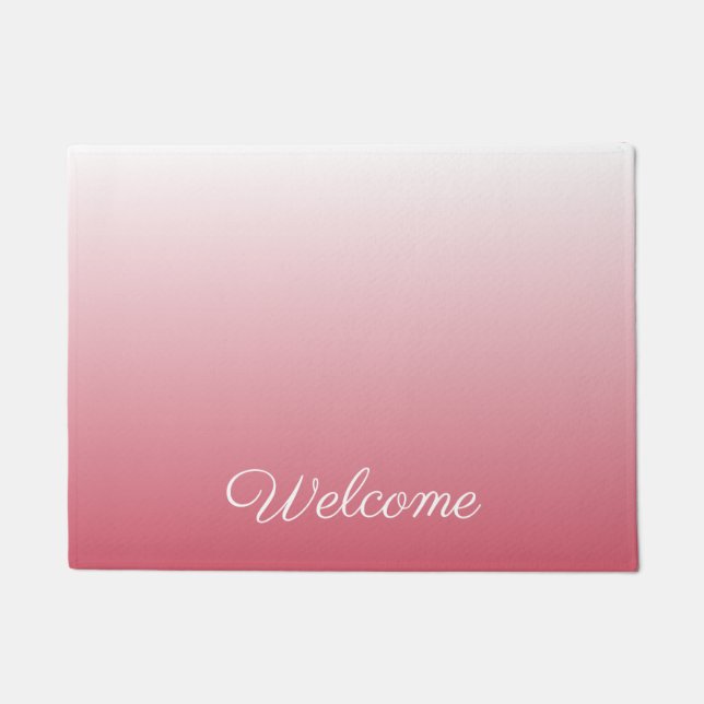 Personalised gradient ombre salmon pink doormat (Front)
