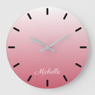 Personalised gradient ombre salmon pink large clock