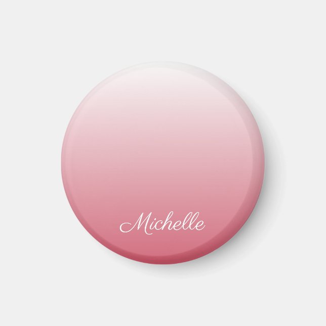 Personalised gradient ombre salmon pink magnet (Front)