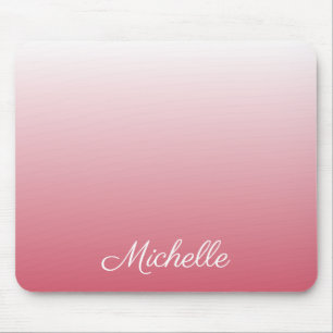 Personalised gradient ombre salmon pink mouse pad