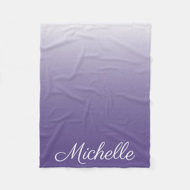 Personalised gradient ombre Ultra Violet Fleece Blanket (Front)