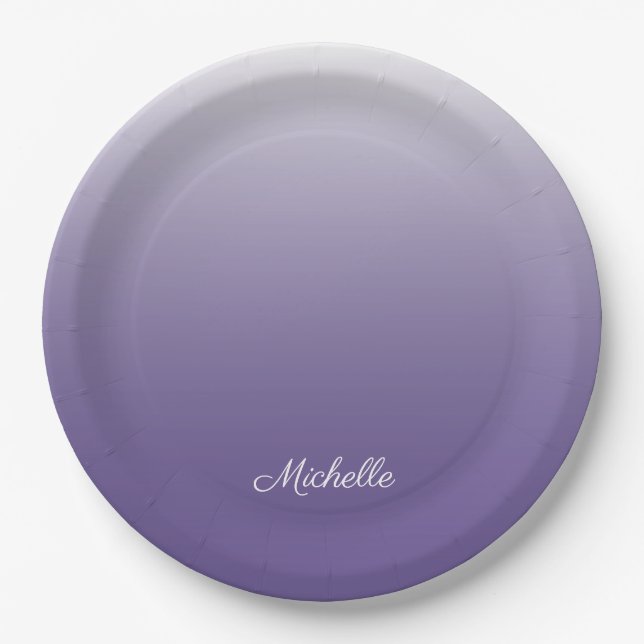 Personalised gradient ombre Ultra Violet Paper Plate (Front)