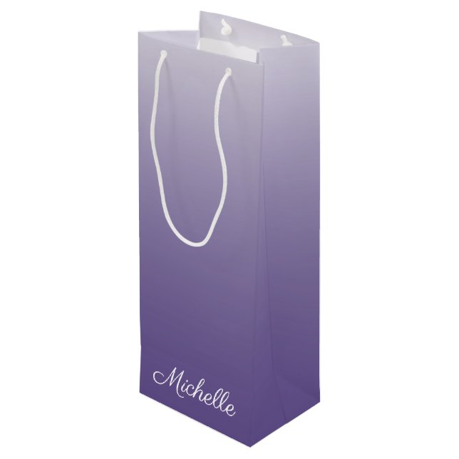 Personalised gradient ombre Ultra Violet Wine Gift Bag (Back Angled)