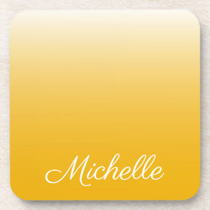 Personalised gradient ombre yellow coaster