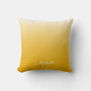 Personalised gradient ombre yellow cushion