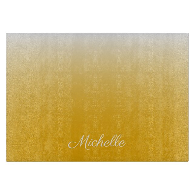 Personalised gradient ombre yellow cutting board (Front)