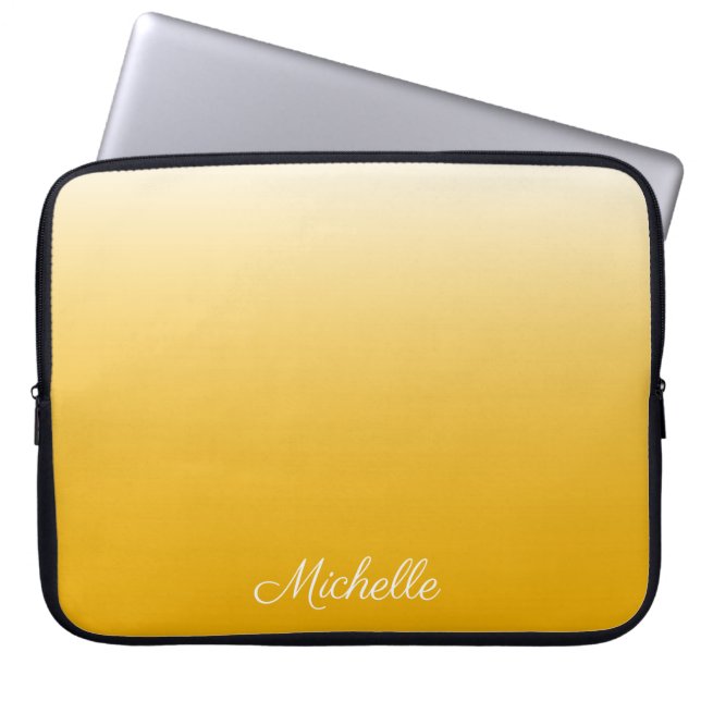 Personalised gradient ombre yellow laptop sleeve (Front)