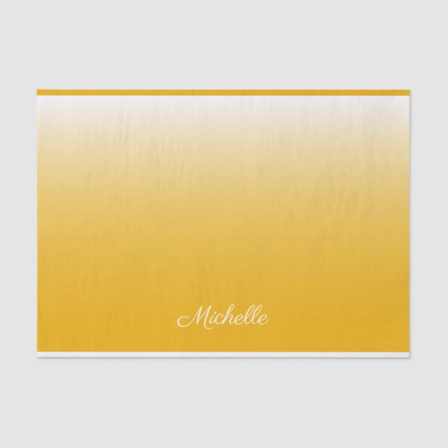 Personalised gradient ombre yellow tissue paper (Front)