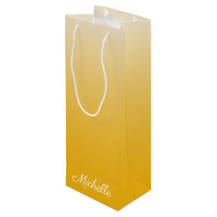 Personalised gradient ombre yellow wine gift bag