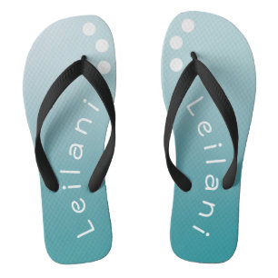 Personalised Gradient Teal with White Polka Dots Thongs