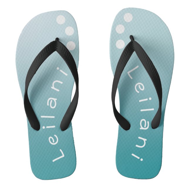 Personalised Gradient Teal with White Polka Dots Thongs (Footbed)