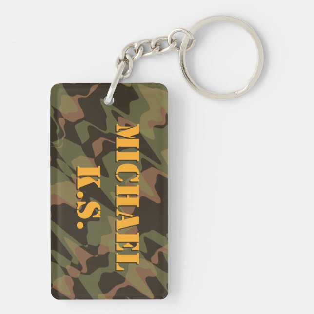 Personalised Graduate Camouflage Woodland Green Key Ring (Back)