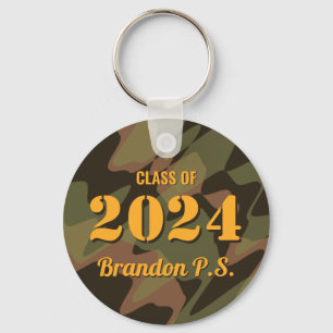 Personalised Graduate Camouflage Woodland Green Key Ring