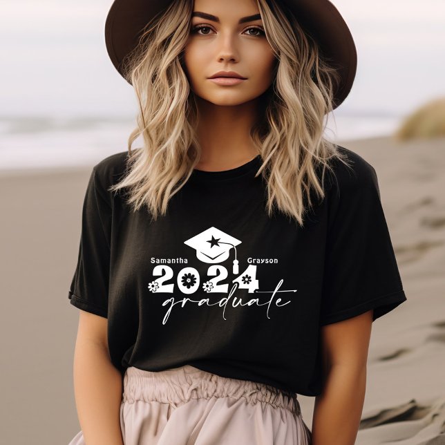 Personalised Graduate Class of 2024 Black & White T-Shirt (Creator Uploaded)