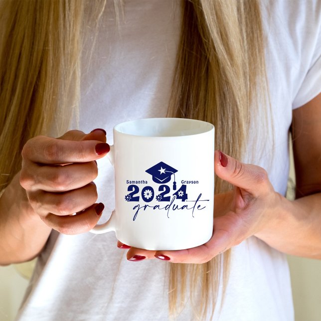 Personalised Graduate Class of 2024 Navy Blue Coffee Mug (Creator Uploaded)