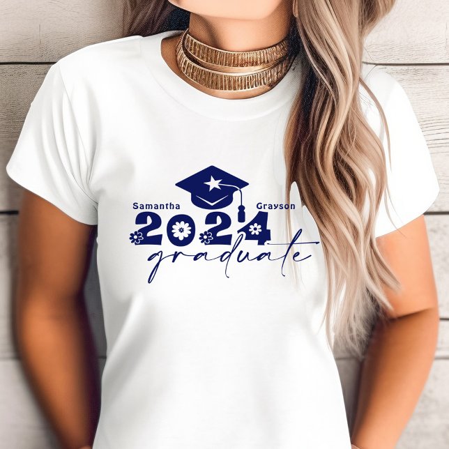 Personalised Graduate Class of 2024 Navy Blue T-Shirt (Creator Uploaded)