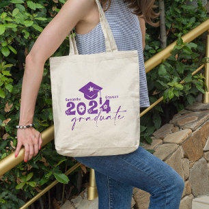 Personalised Graduate Class of 2024 Purple Tote Bag