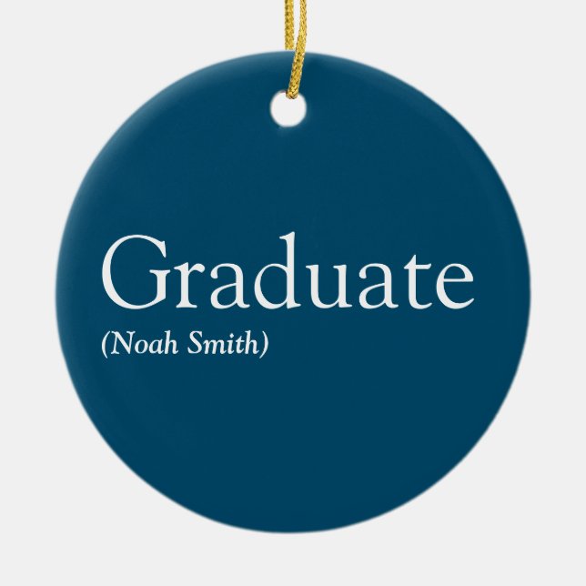 Personalised Graduate Definition Modern Blue Ceramic Ornament (Front)