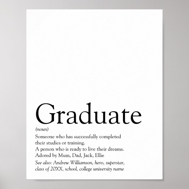 Personalised Graduate Definition Modern Poster (Front)