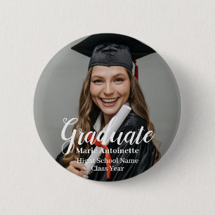 Personalised Graduate Modern Photo 6 Cm Round Badge