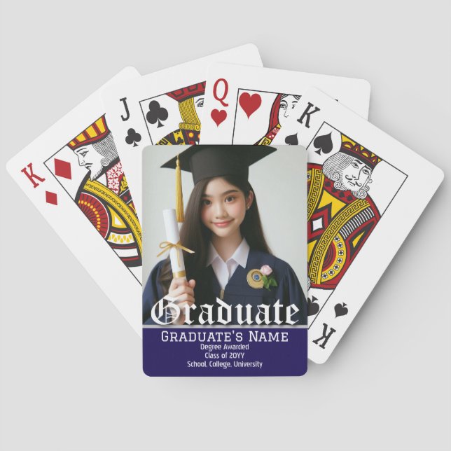 Personalised Graduate Photo Name, Graduation Class Playing Cards (Back)