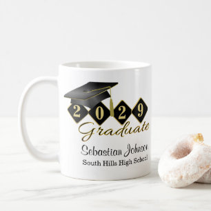Personalised Graduation Black & Gold 20XX Coffee Mug