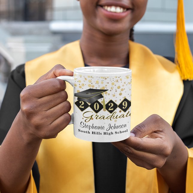Personalised Graduation Black & Gold 20XX Coffee Mug (Personalized Graduation Black & Gold Coffee Mug)