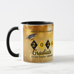 Personalised Graduation black & Gold Coffee Mug 