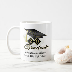 Personalised Graduation Black & Gold Coffee Mug