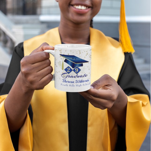 Personalised Graduation Blue & Gold Coffee Mug (Personalized Graduation Blue & Gold Coffee Mug)