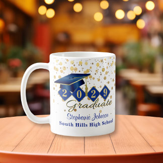 Personalised Graduation  Blue & Gold Coffee Mug