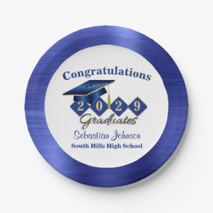 Personalised Graduation Blue & Gold Paper Plate